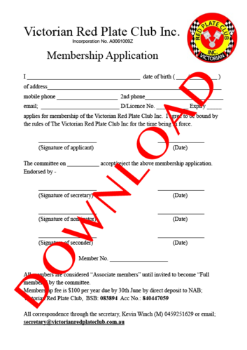 Red Plate Membership Form
